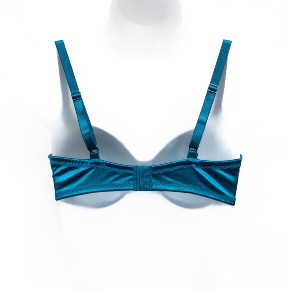 Vtg Vanity Fair 36C Teal Blue Jacquard Satin Unlined Underwire Bra 75044 NWOT - Picture 4 of 9